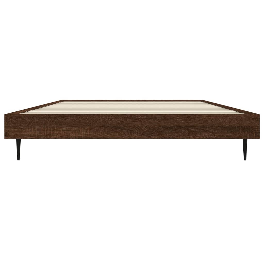Brown Oak Bed Frame 90x200 cm - Engineered Wood
