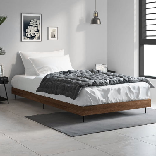 Brown Oak Bed Frame 90x200 cm - Engineered Wood