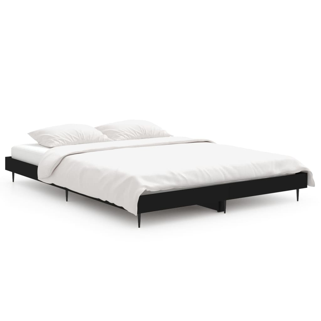 Black Engineered Wood Bed Frame 140x190 cm - No Mattress Included