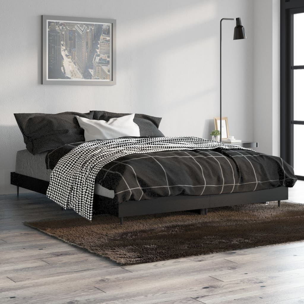 Black Engineered Wood Bed Frame 140x190 cm - No Mattress Included