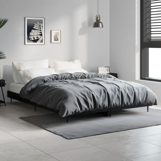 Black Engineered Wood Bed Frame 140x190 cm - No Mattress Included