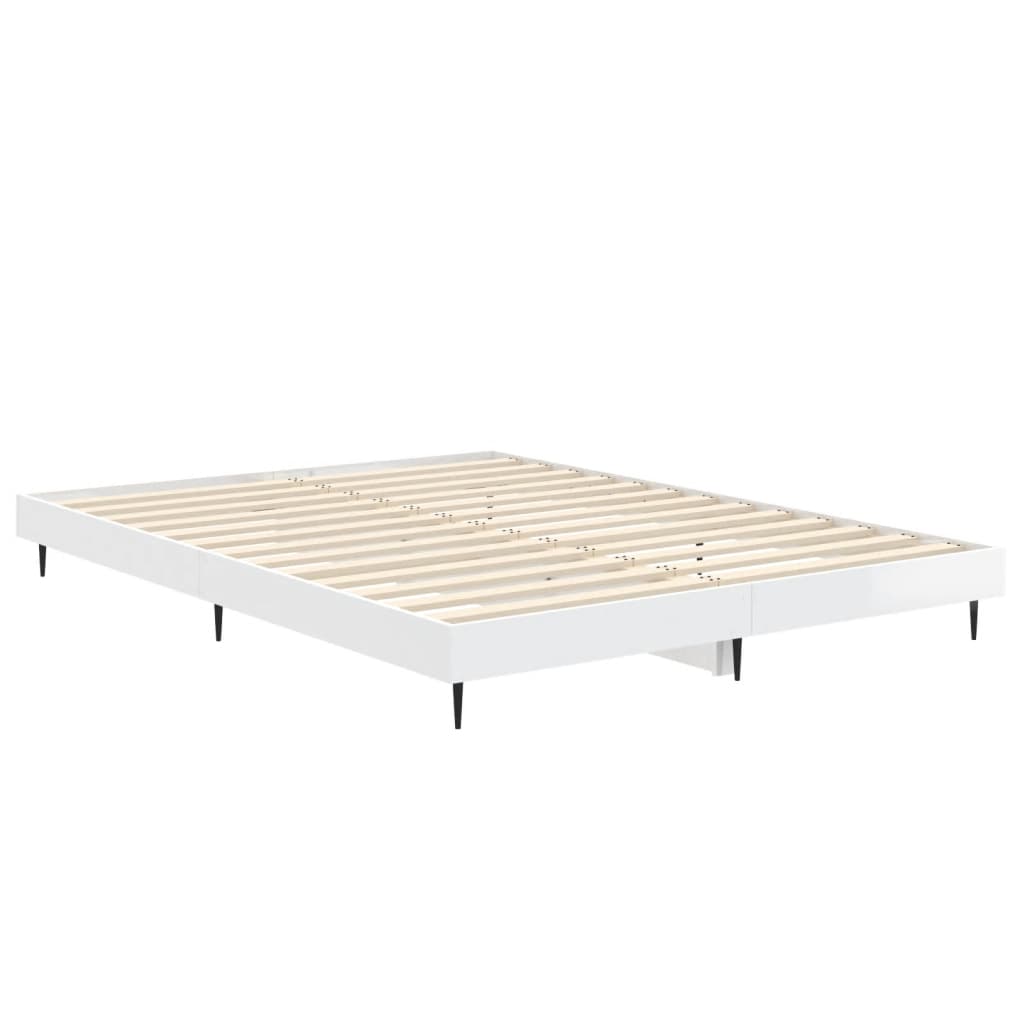 High Gloss White Bed Frame 140x190 cm – Sleek & Stylish Design