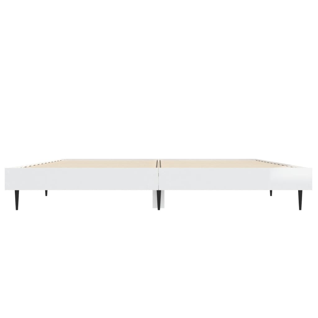 High Gloss White Bed Frame 140x190 cm – Sleek & Stylish Design