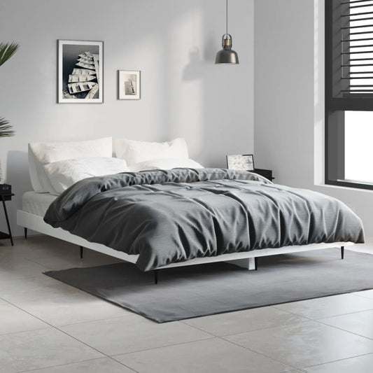 High Gloss White Bed Frame 140x190 cm – Sleek & Stylish Design