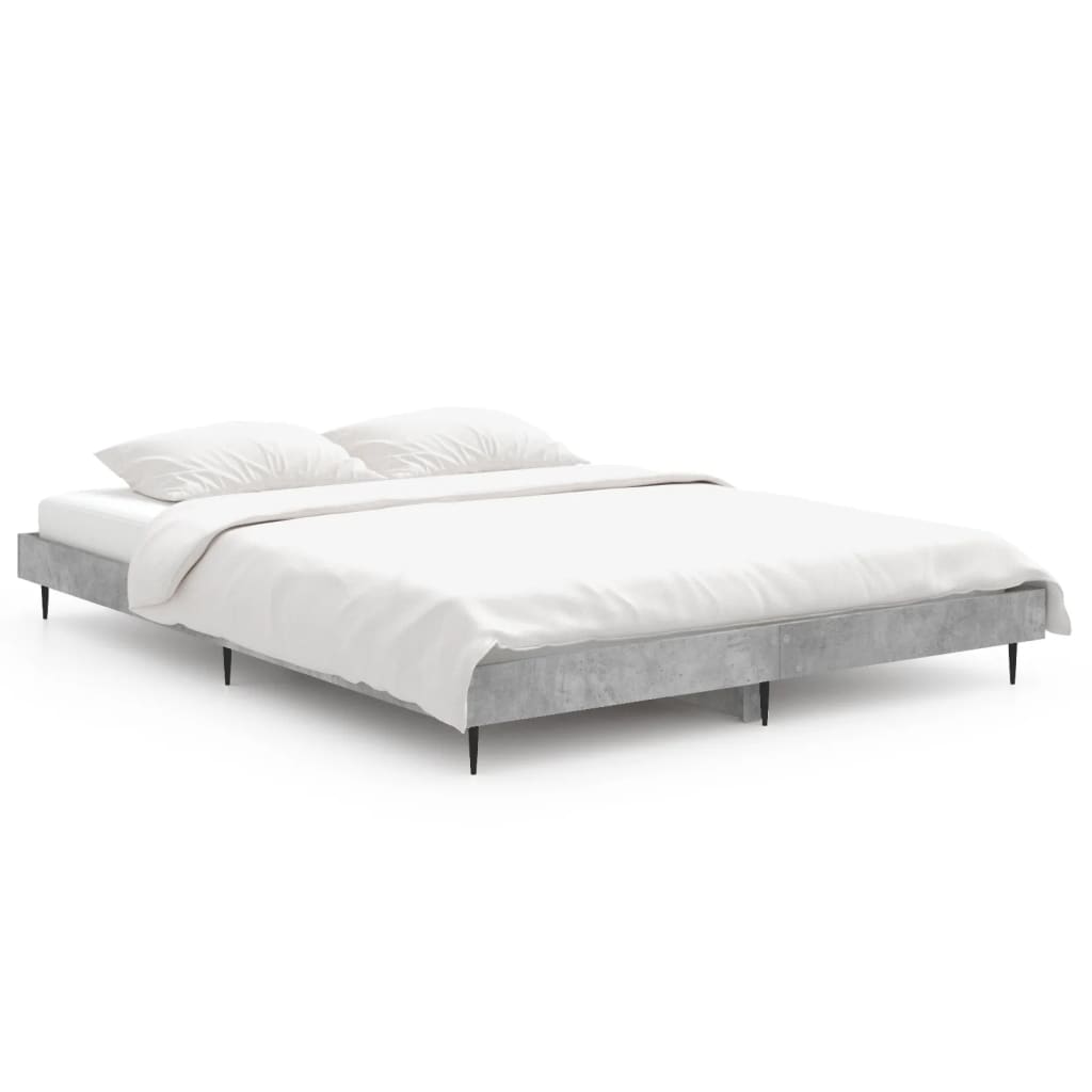 Modern Concrete Grey Bed Frame 140x190 cm - No Mattress Included