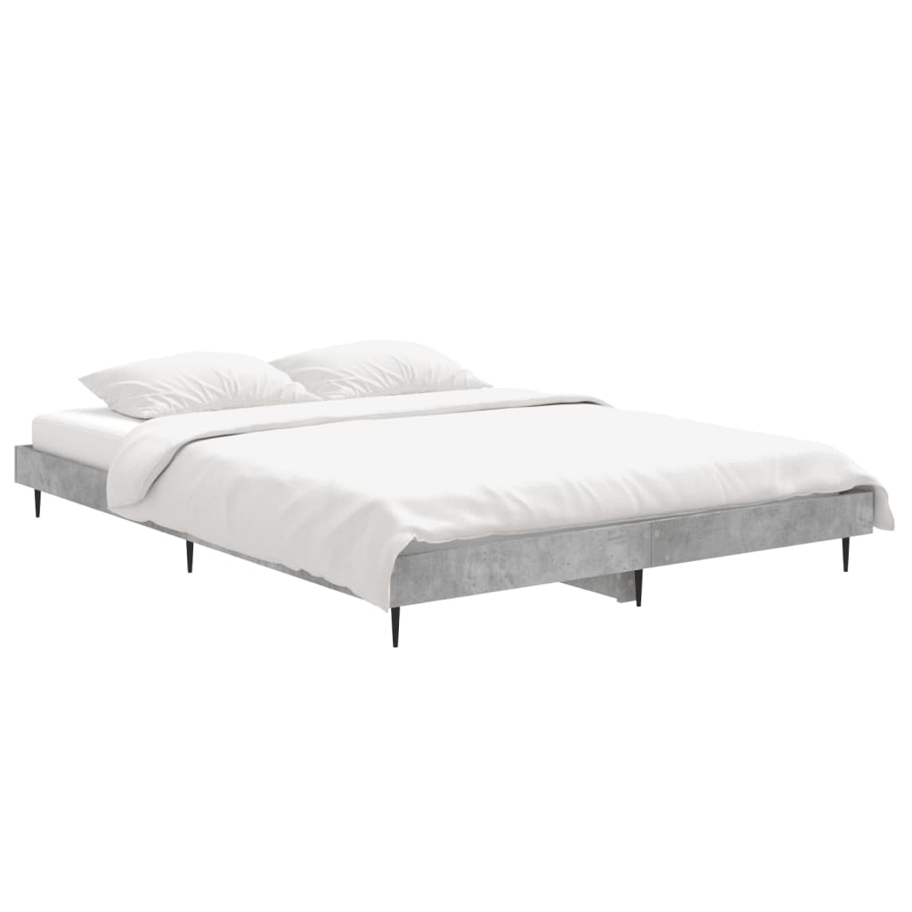 Modern Concrete Grey Bed Frame 140x190 cm - No Mattress Included