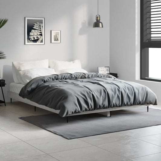 Grey Sonoma Bed Frame 140x190 cm - Engineered Wood, No Mattress