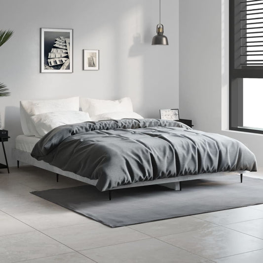 Concrete Grey Bed Frame 135x190 cm Double - Sturdy & Stylish
