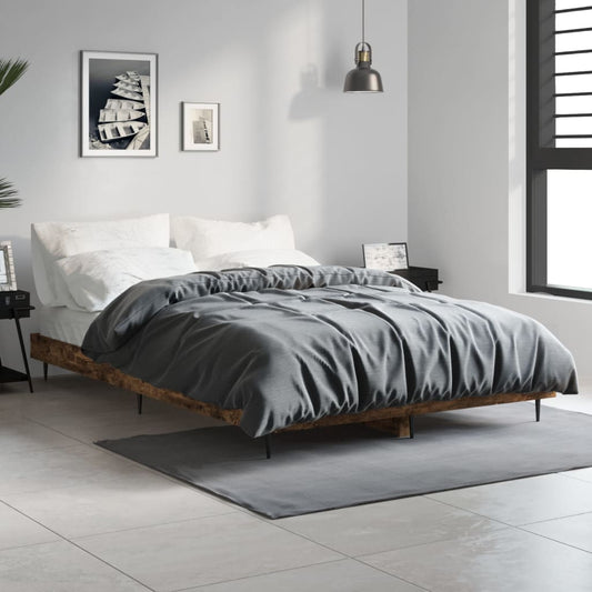 Smoked Oak Small Double Bed Frame 120x190 cm Engineered Wood