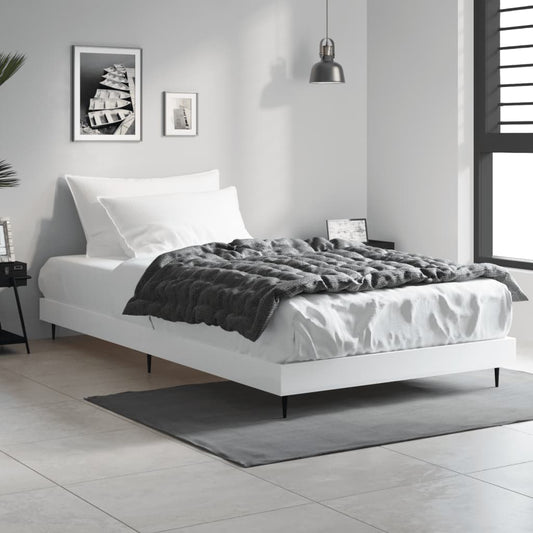 White Engineered Wood Single Bed Frame 90x190 cm (No Mattress)
