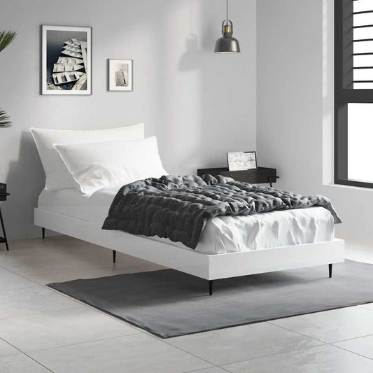 White Engineered Wood Small Single Bed Frame 75x190 cm