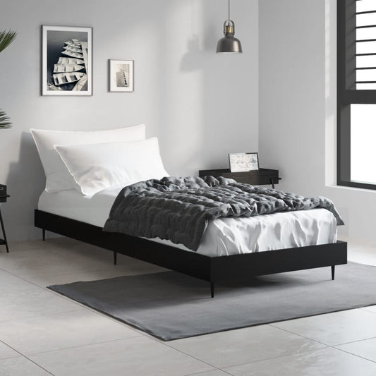 Black Engineered Wood Bed Frame 75x190 cm - Small Single
