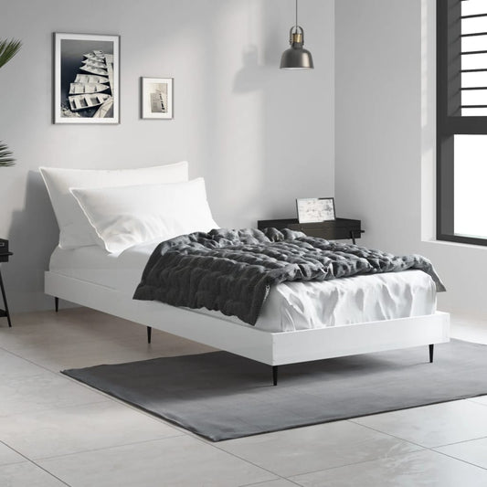High Gloss White Small Single Bed Frame 75x190 cm