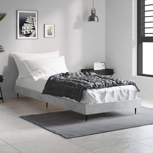 Concrete Grey Small Single Bed Frame 75x190 cm - No Mattress Included