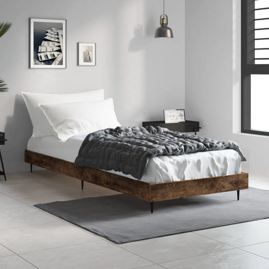 Smoked Oak Small Single Bed Frame 75x190 cm - Engineered Wood