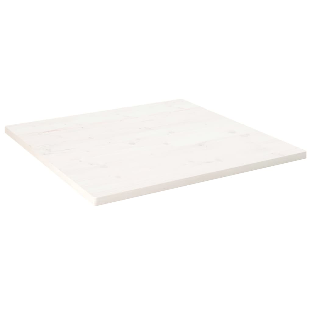 Solid Pine Wood Square Table Top, White, 80x80x2.5 cm