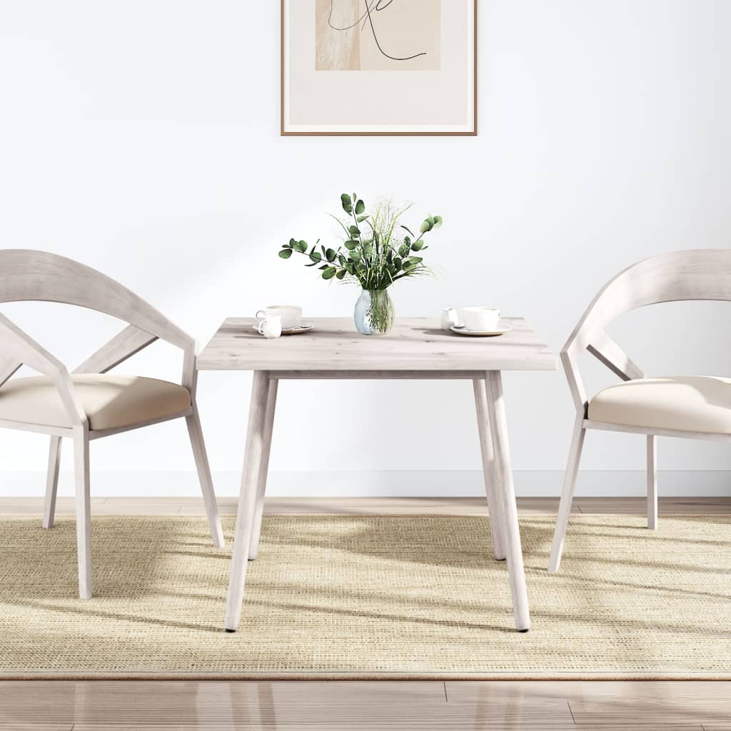 Solid Pine Wood Square Table Top, White, 80x80x2.5 cm