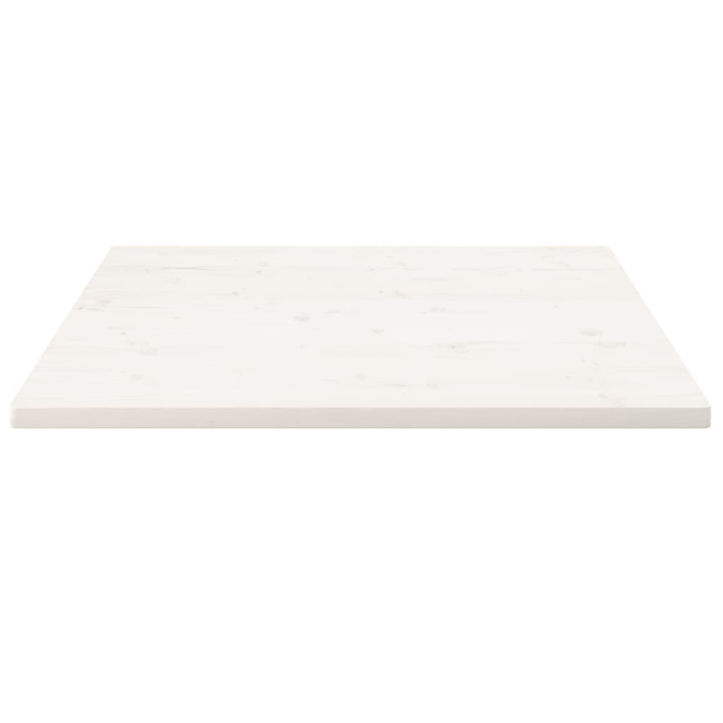 Solid Pine Wood Square Table Top, White, 80x80x2.5 cm