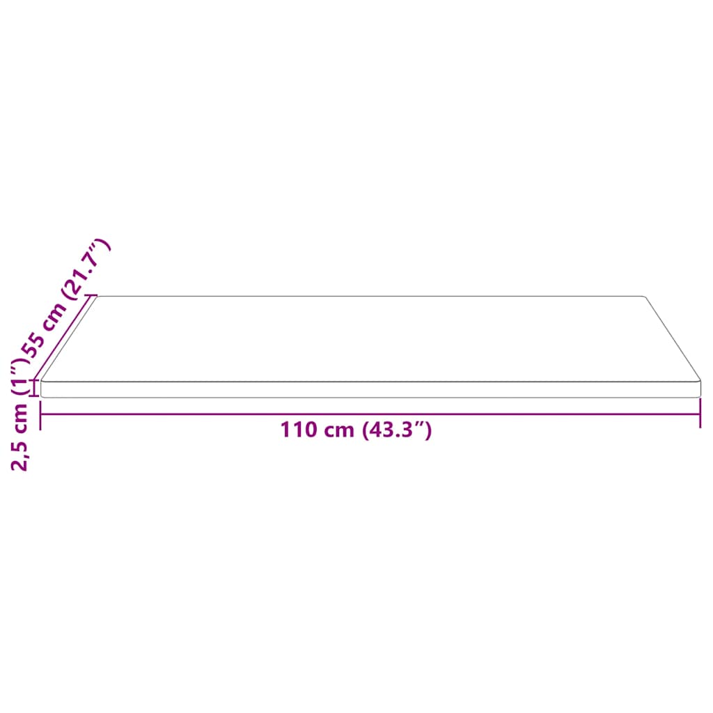 Solid Pine Wood Table Top - 110x55x2.5 cm Rectangular Design