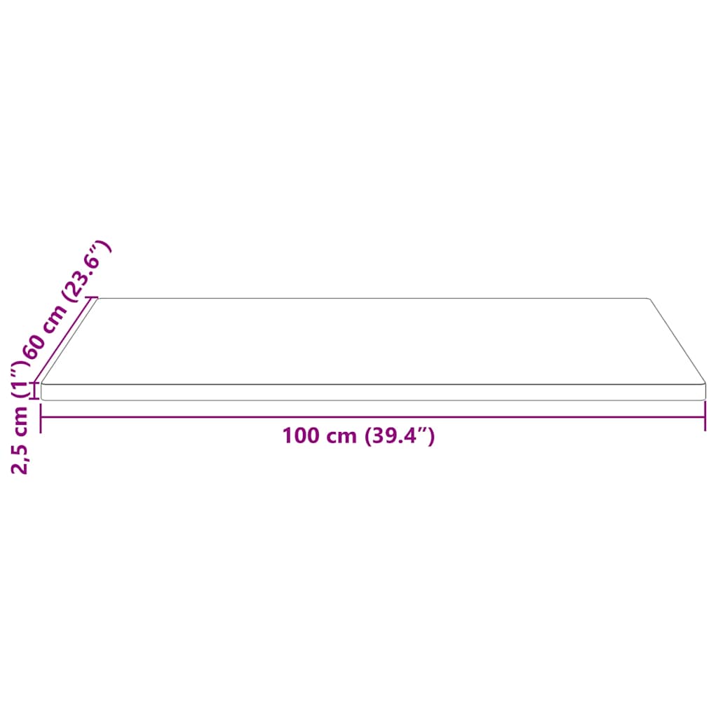 Solid Pine Rectangular Table Top 100x60 cm - White Finish