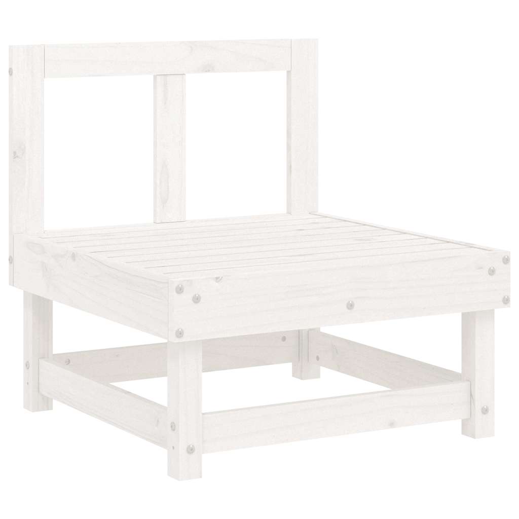 White Solid Wood Pine Middle Sofa with Cushions - Elegant & Durable