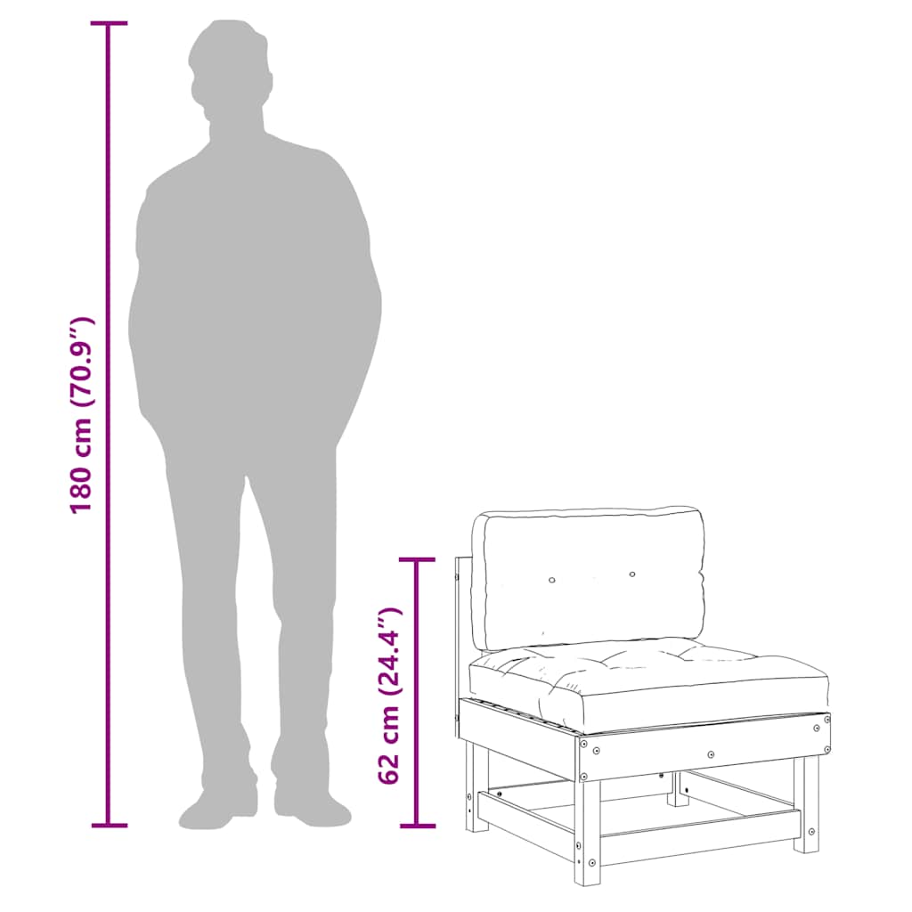 White Solid Wood Pine Middle Sofa with Cushions - Elegant & Durable