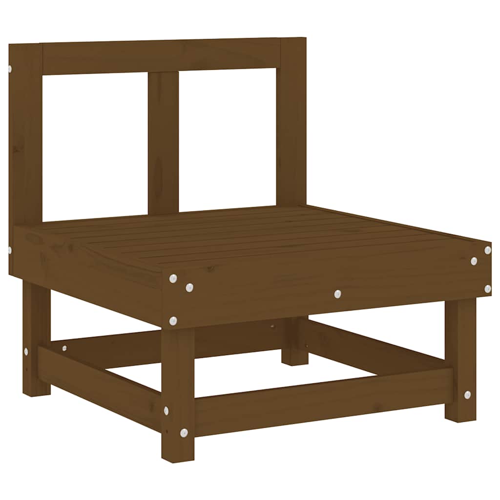 Honey Brown Solid Wood Pine Middle Sofa with Cushions