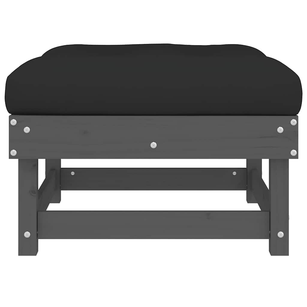 Solid Pine Garden Footstool with Grey Cushion - Stylish & Durable