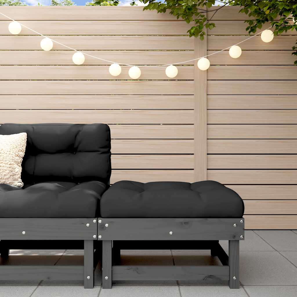 Solid Pine Garden Footstool with Grey Cushion - Stylish & Durable