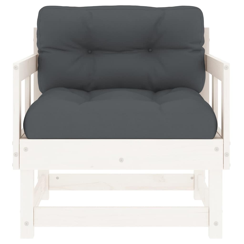 White Solid Pine Garden Chairs with Cushions - 2 Piece Set