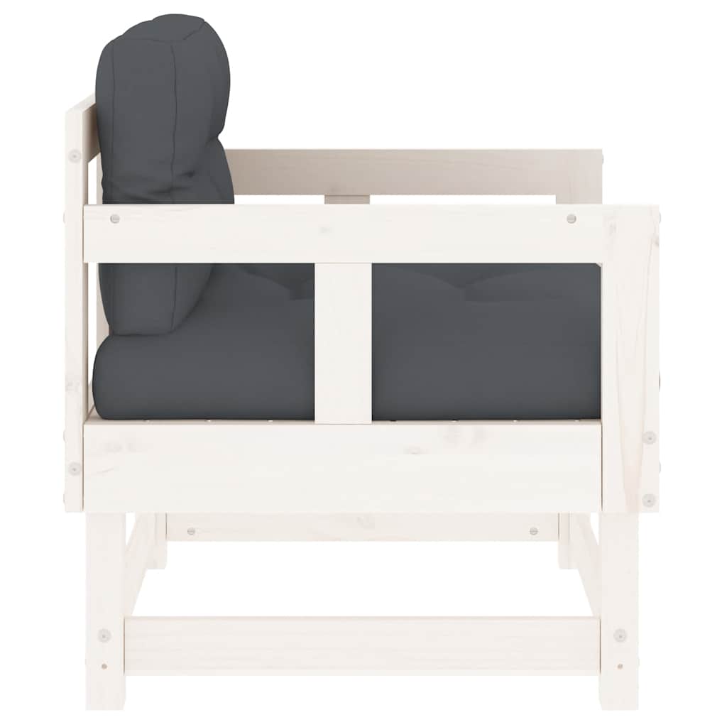 White Solid Pine Garden Chairs with Cushions - 2 Piece Set