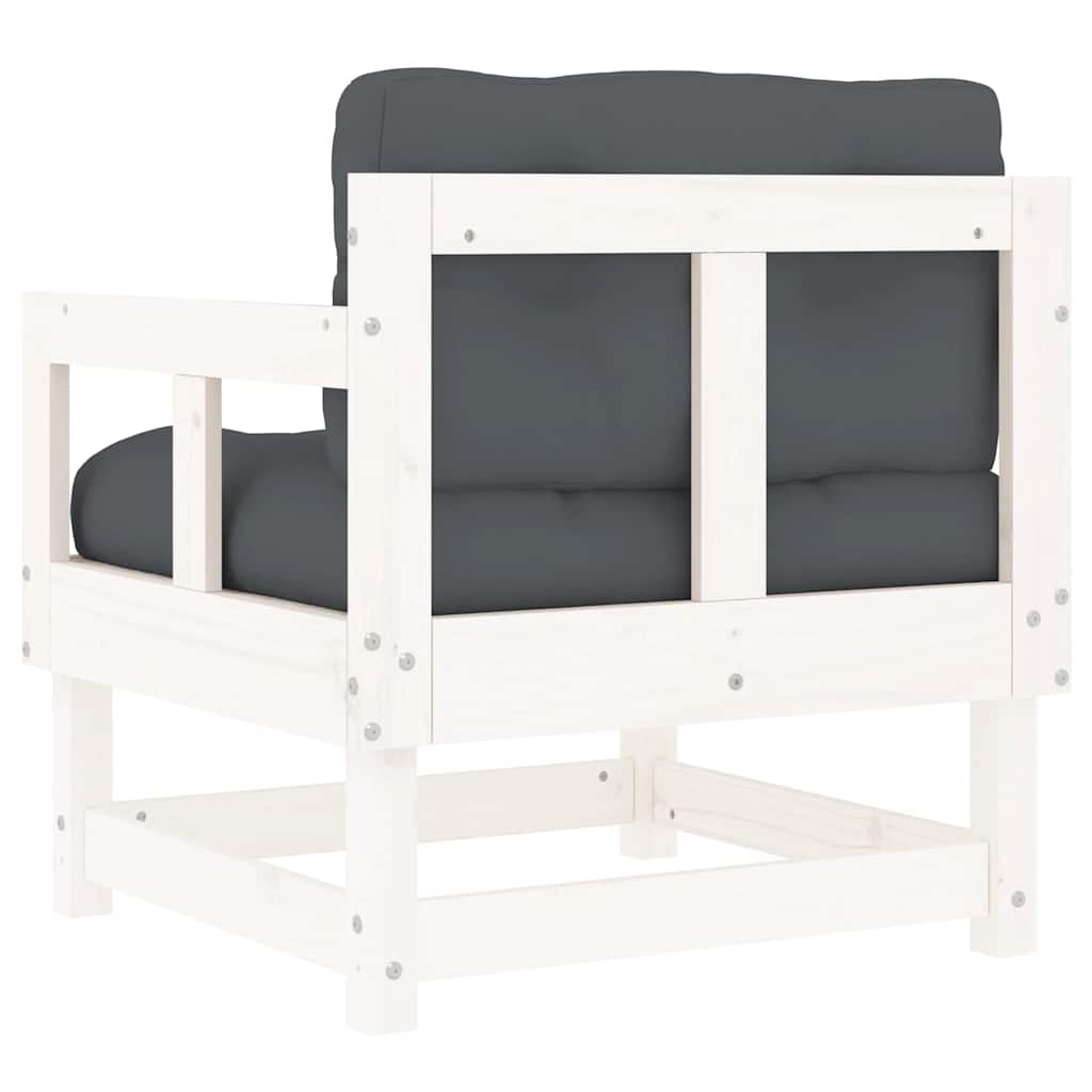 White Solid Pine Garden Chairs with Cushions - 2 Piece Set