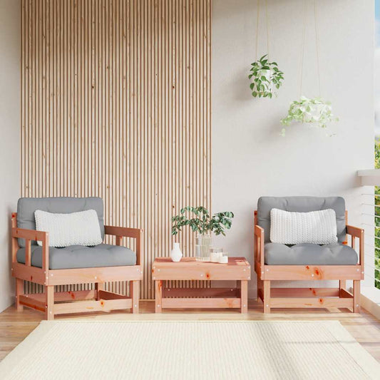 Solid Wood Douglas Garden Chairs with Cushions, 2-Pack Set