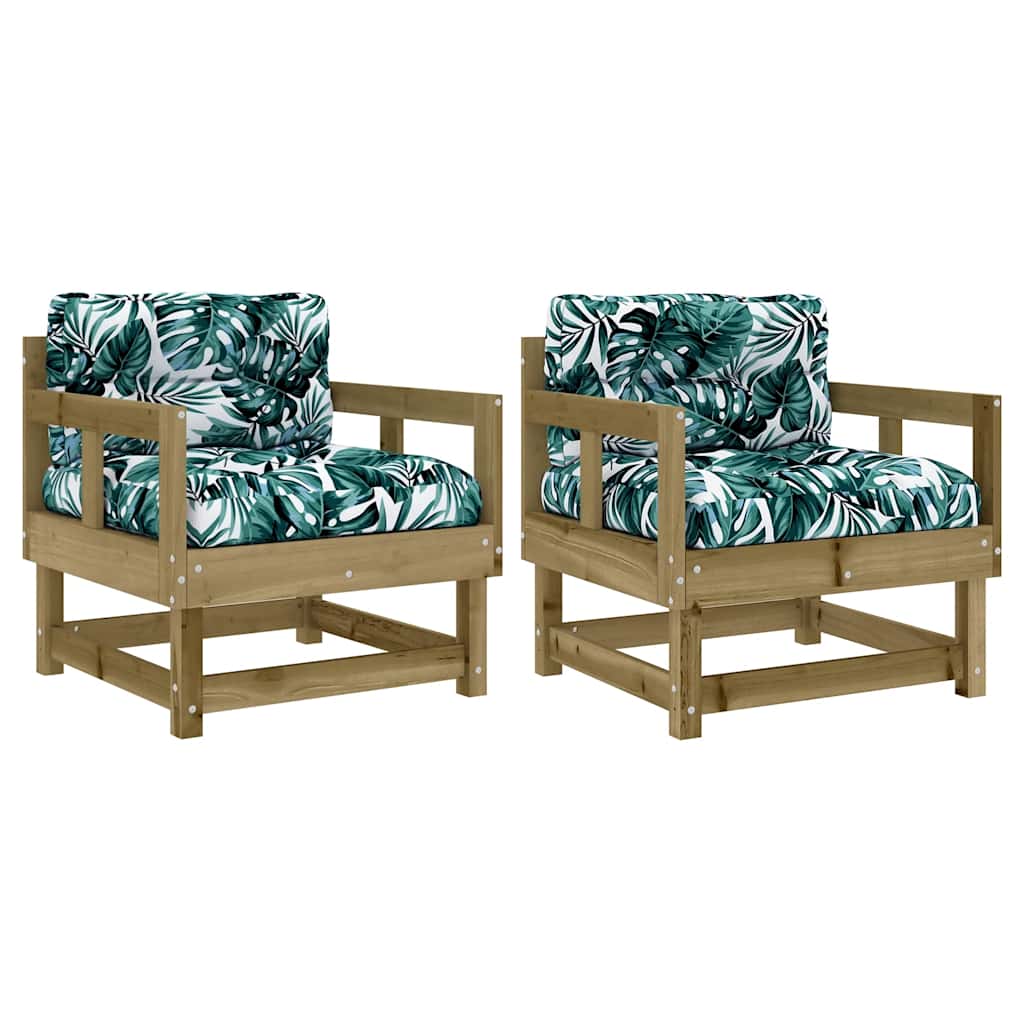 2-Piece Pine Wood Garden Chairs with Cushions - Durable & Stylish