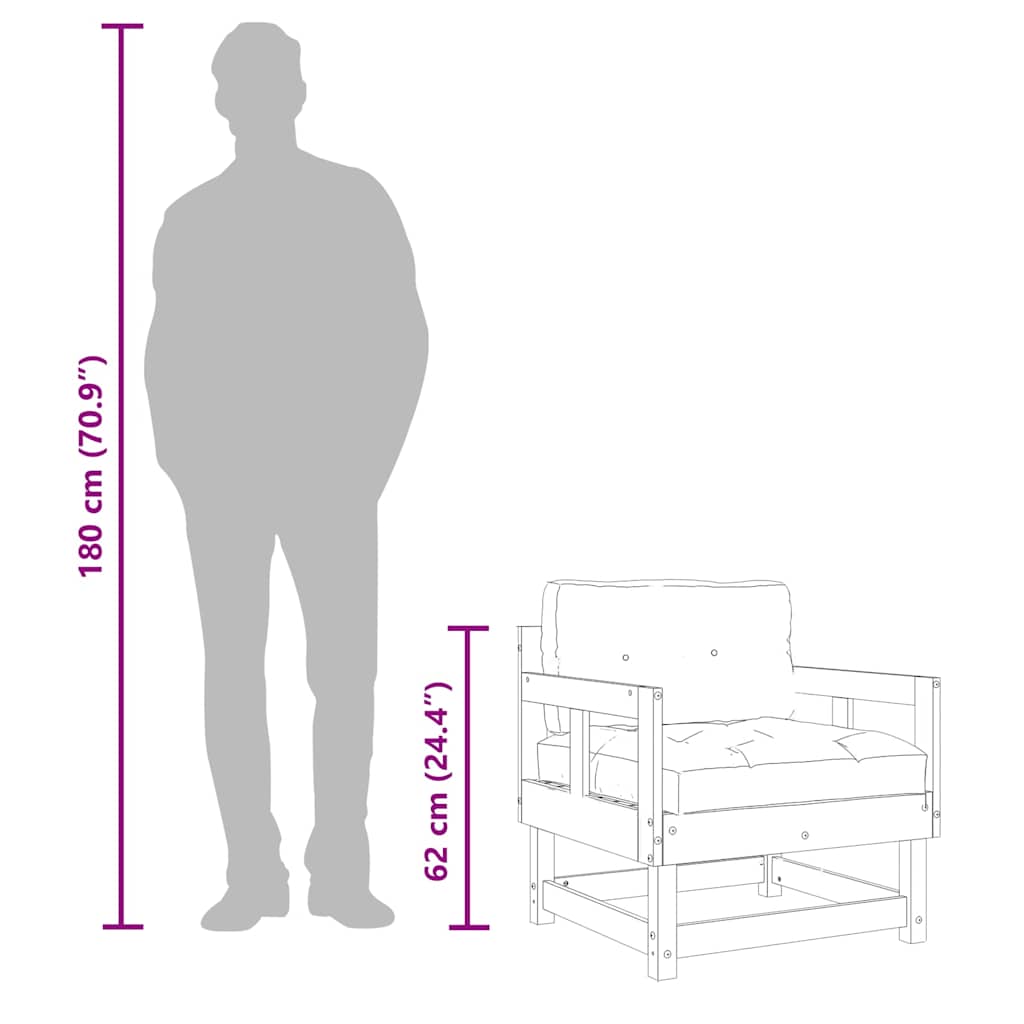 2-Piece Pine Wood Garden Chairs with Cushions - Durable & Stylish