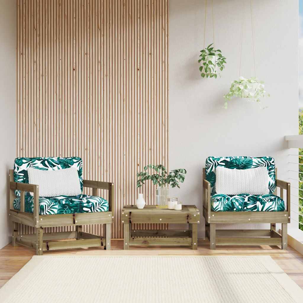 2-Piece Pine Wood Garden Chairs with Cushions - Durable & Stylish