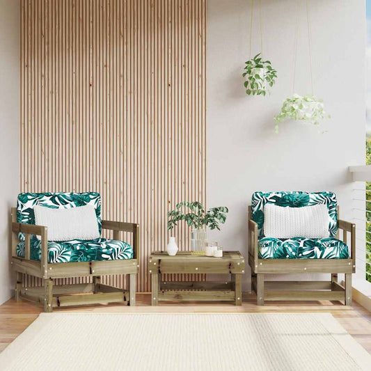 2-Piece Pine Wood Garden Chairs with Cushions - Durable & Stylish