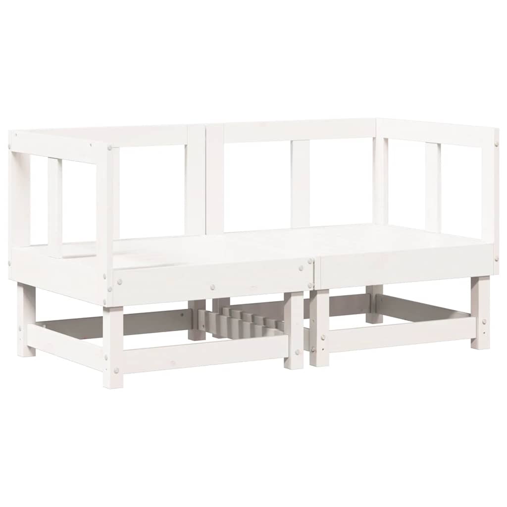 White Solid Wood Pine Corner Sofas with Cushions - 2 Piece Set