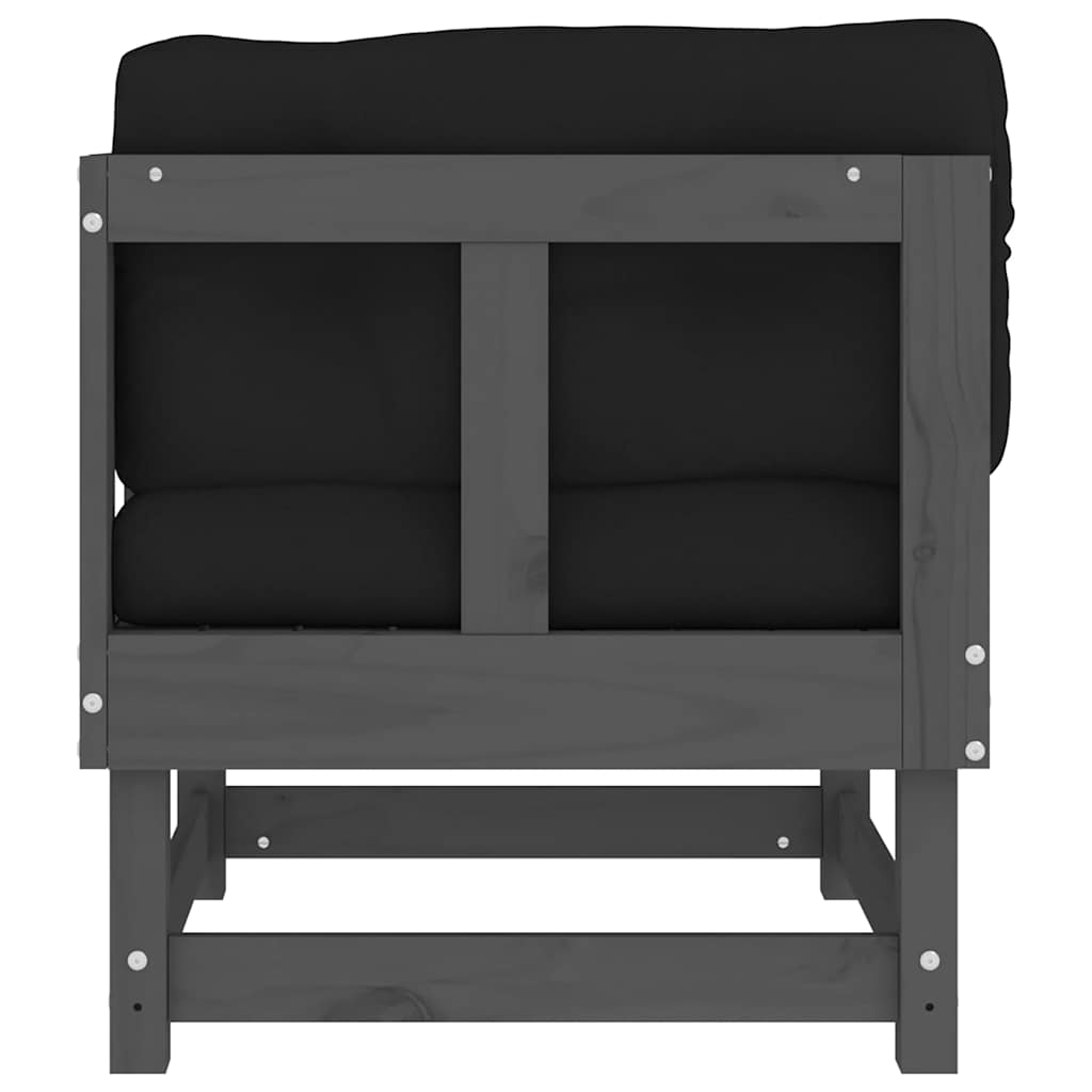 Modern Grey Corner Sofa with Cushions - 2 pcs, Solid Pine Wood