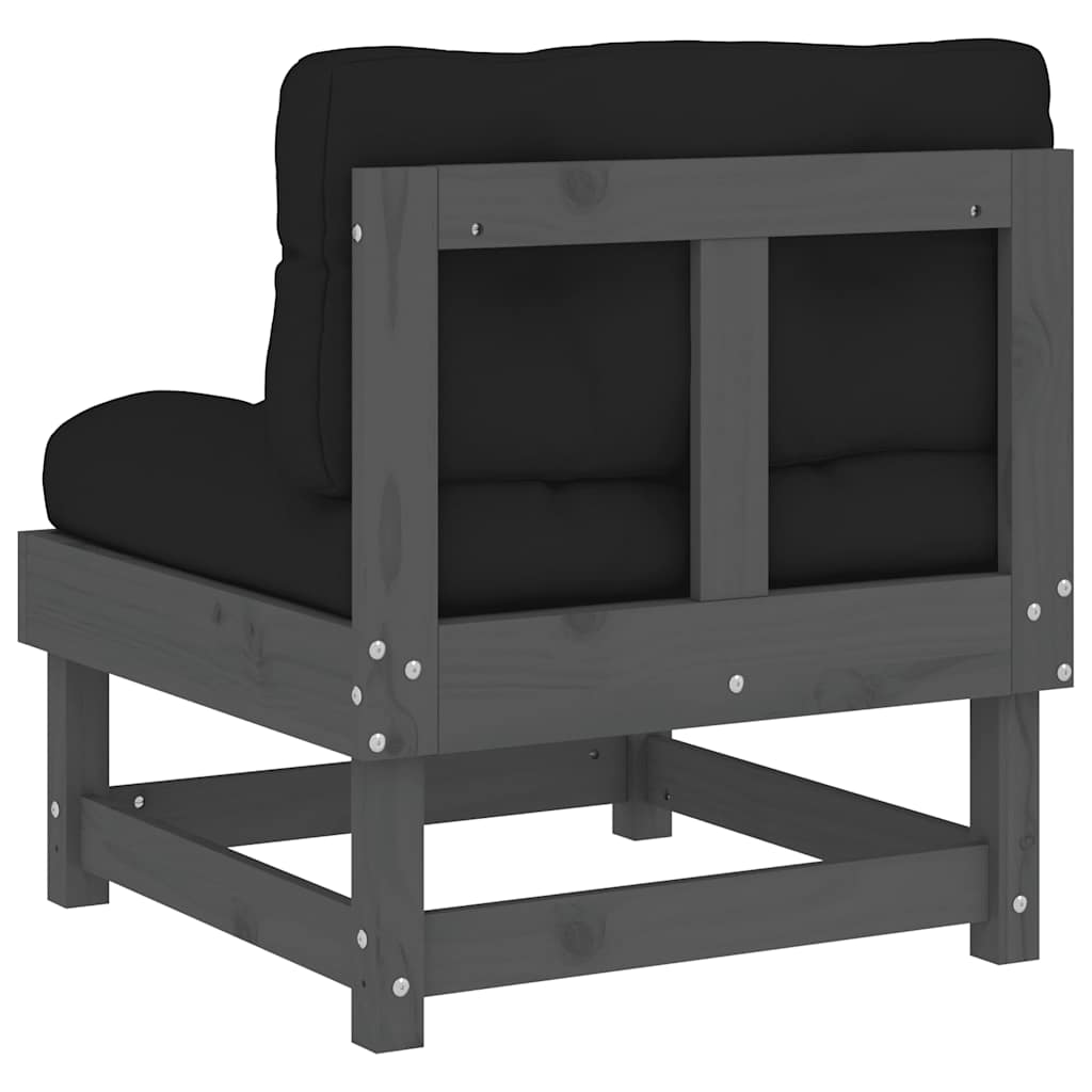 2-Piece Grey Solid Wood Pine Sofa Set with Cushions