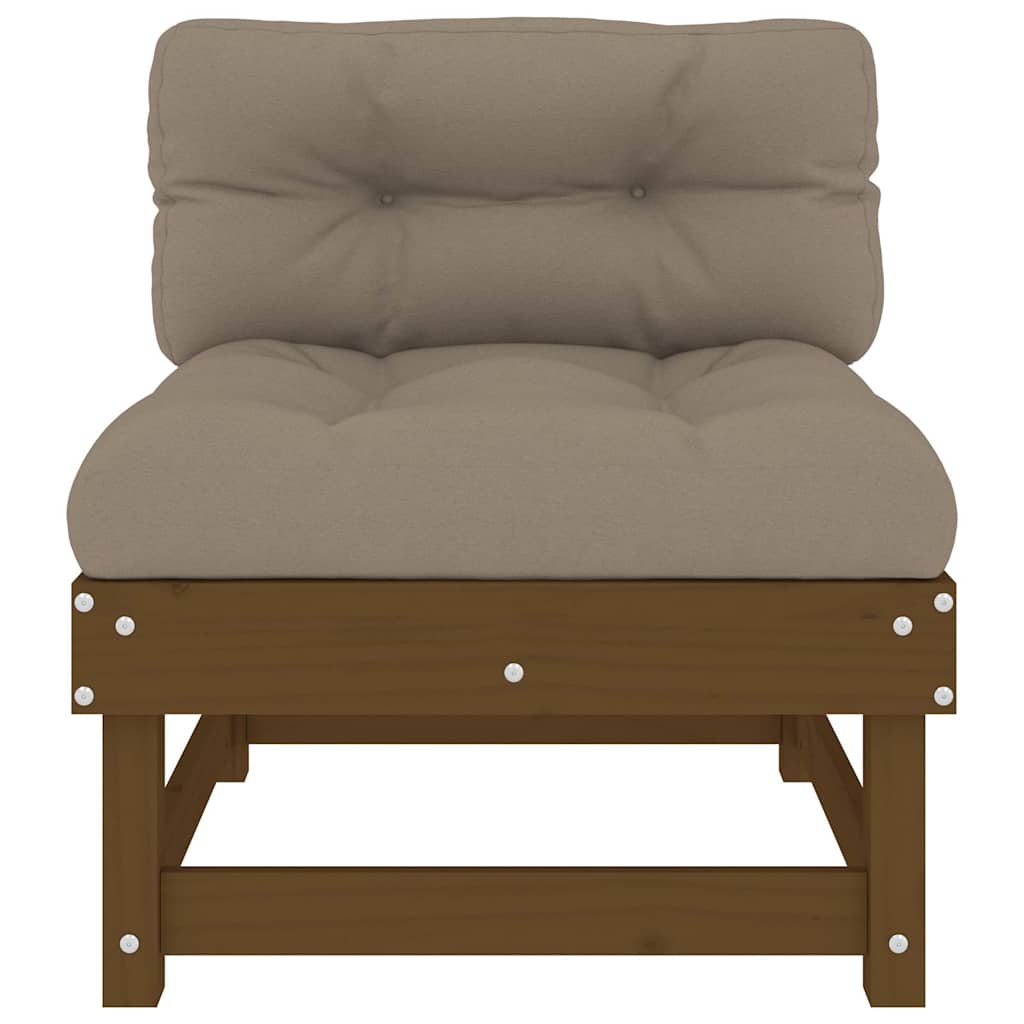 2-Piece Honey Brown Solid Pine Wood Sofas with Cushions