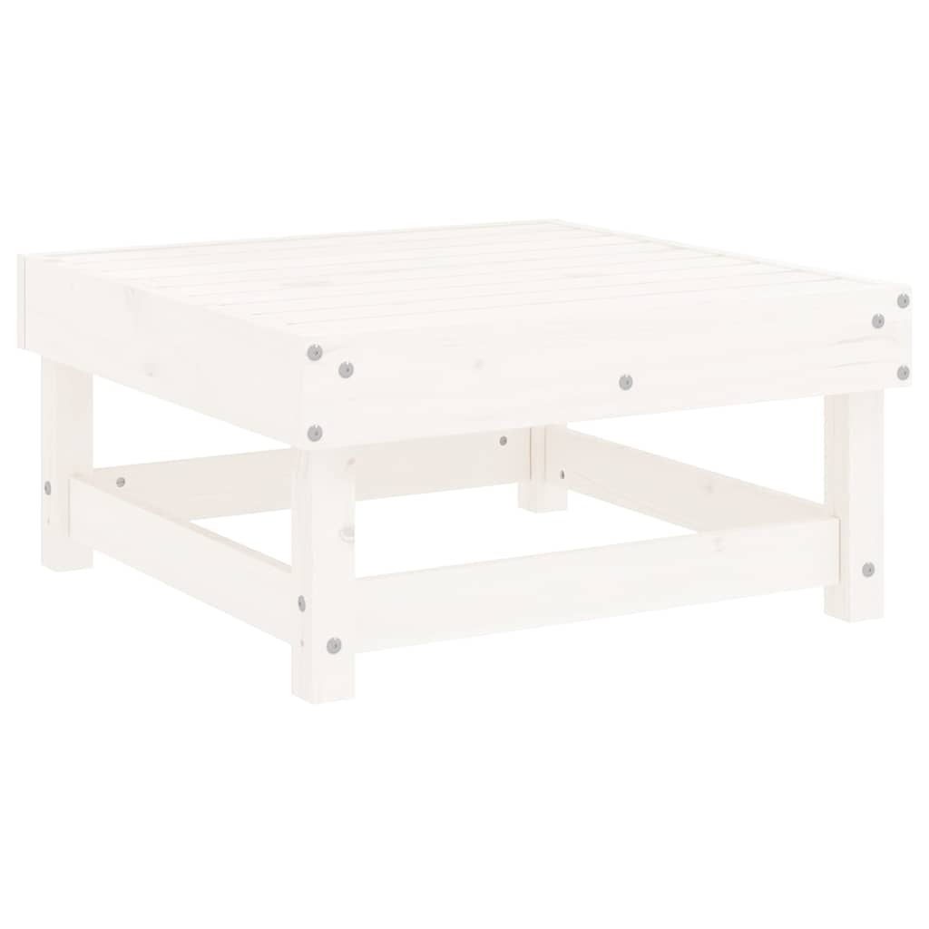 White Solid Wood Pine Garden Footstools w/ Cushions, 2pcs Set