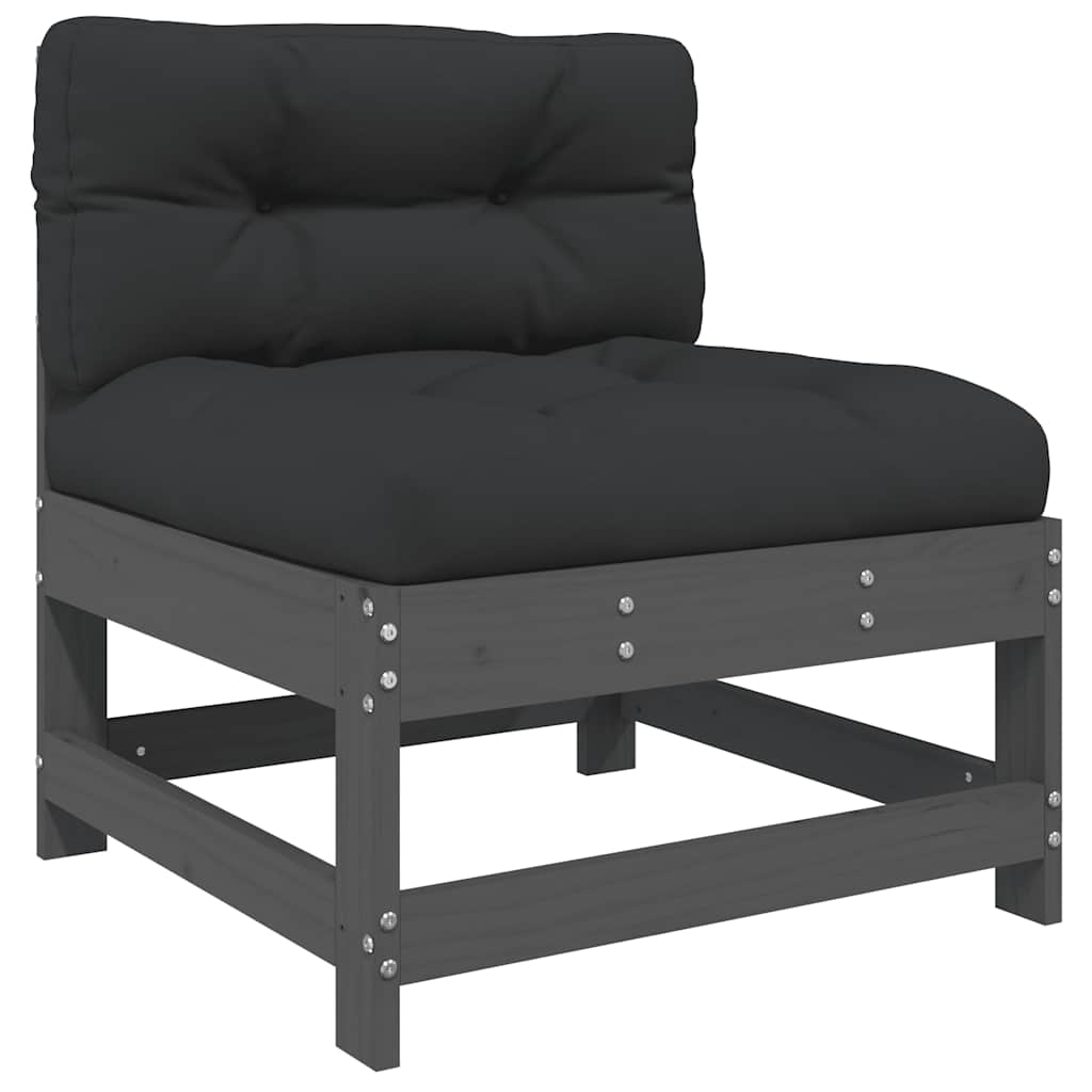 Solid Pine Grey Middle Sofa with Cushions - Elegant & Durable Design