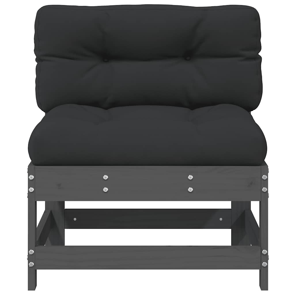 Solid Pine Grey Middle Sofa with Cushions - Elegant & Durable Design