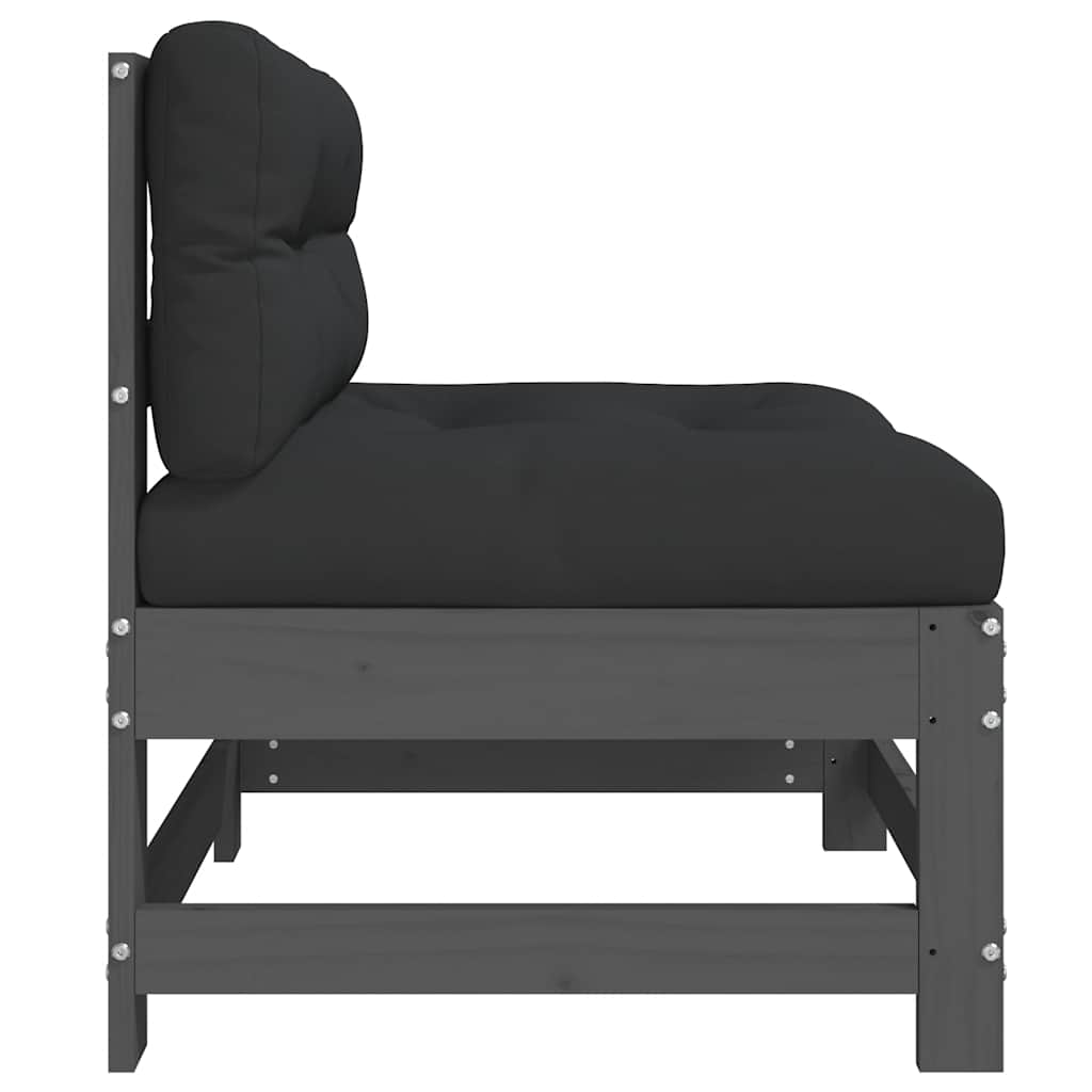 Solid Pine Grey Middle Sofa with Cushions - Elegant & Durable Design