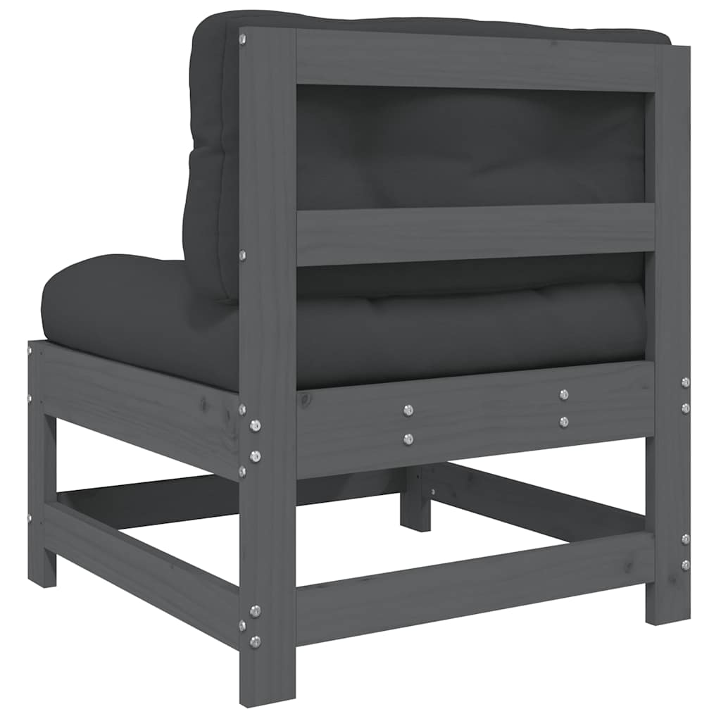 Solid Pine Grey Middle Sofa with Cushions - Elegant & Durable Design