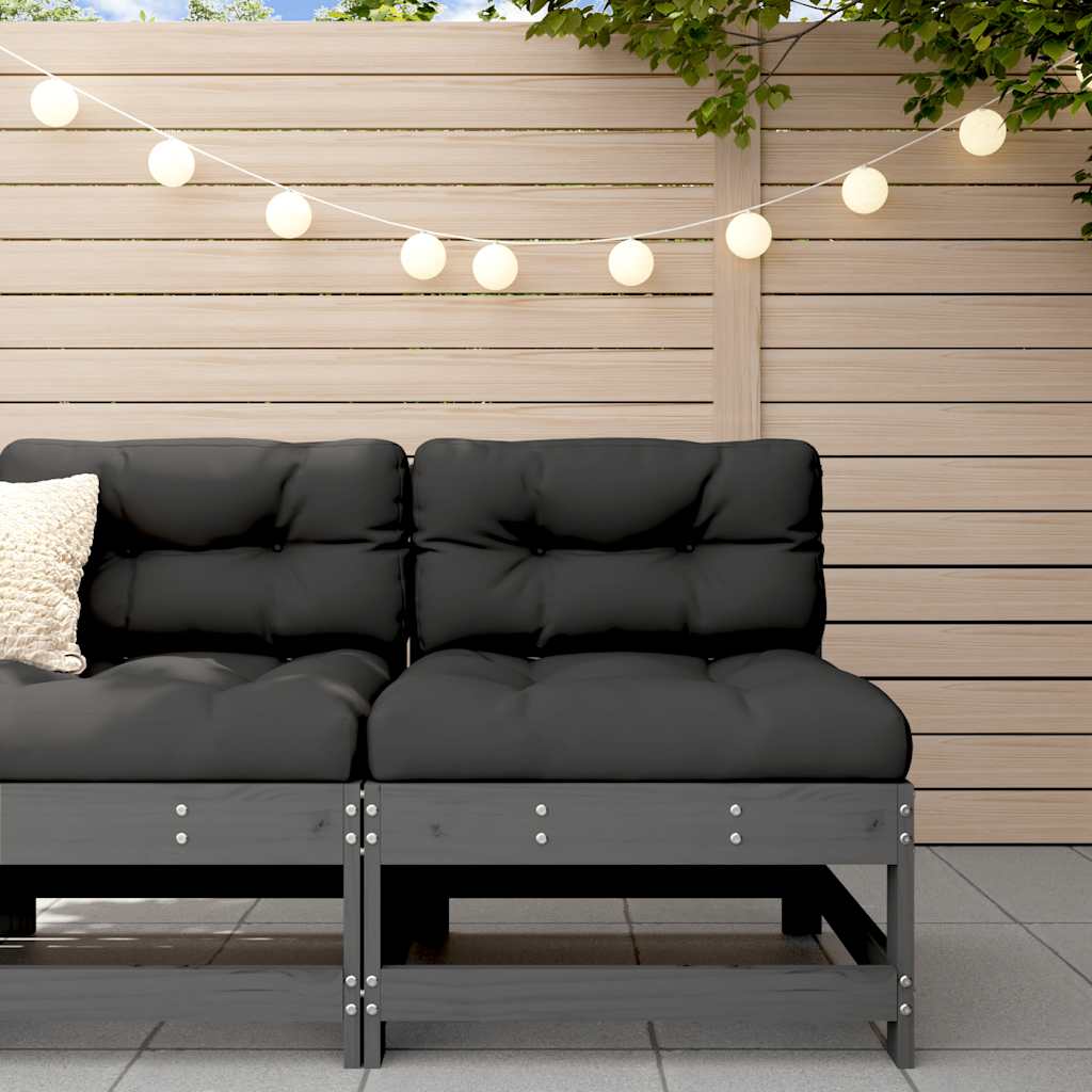 Solid Pine Grey Middle Sofa with Cushions - Elegant & Durable Design