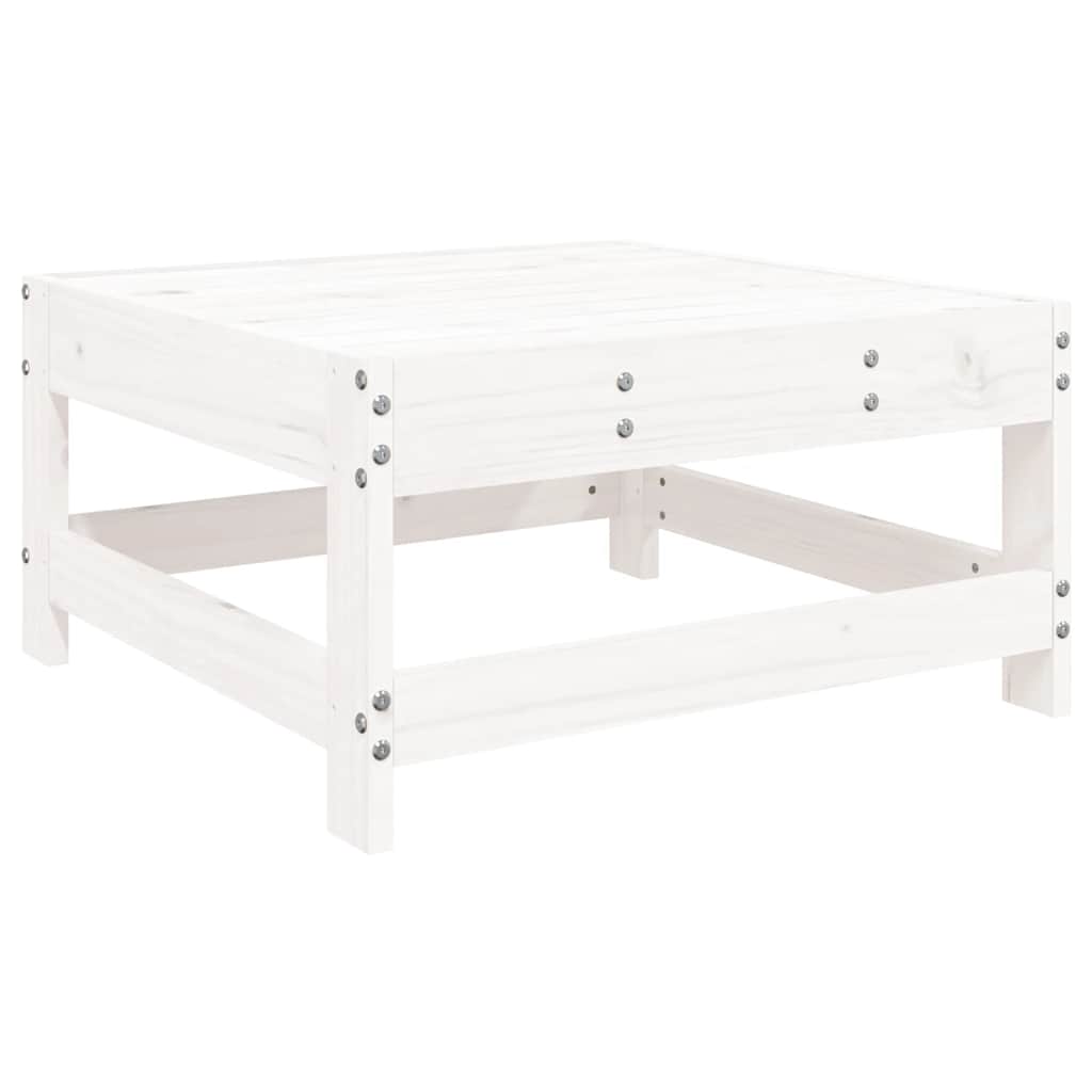 White Solid Wood Pine Garden Footstool with Cushion