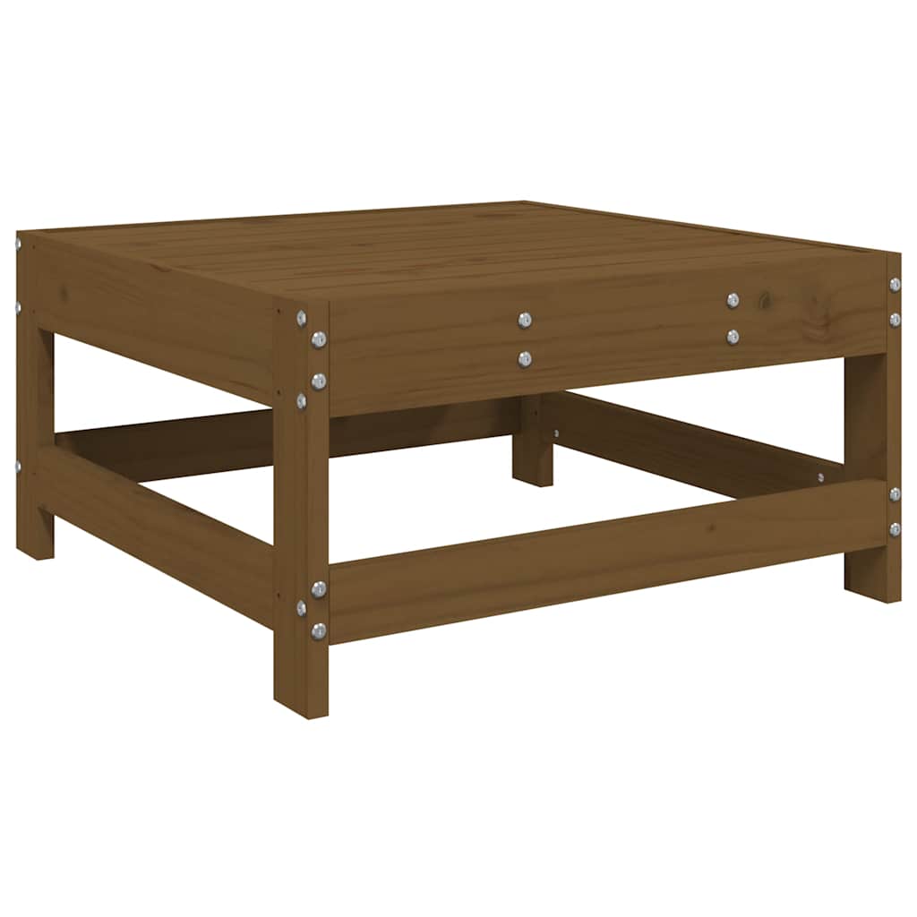 Honey Brown Solid Pine Garden Footstool with Cushion