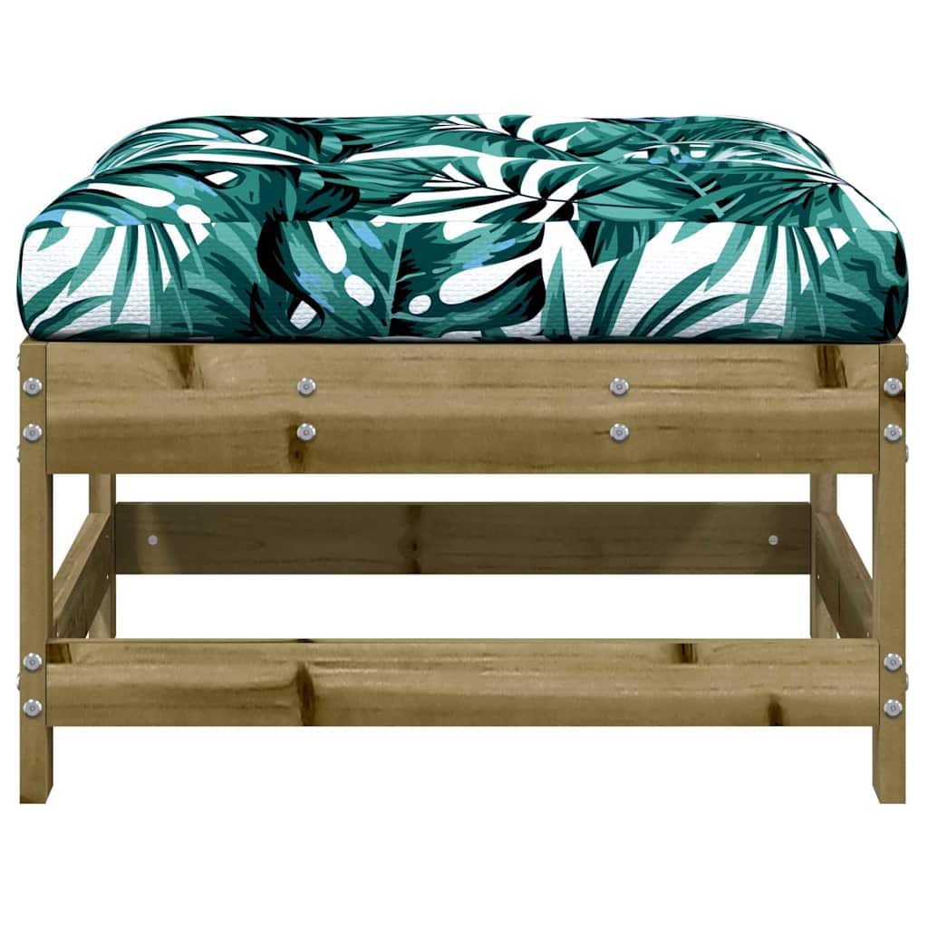 Pine Wood Garden Footstool with Cushion - Durable & Stylish